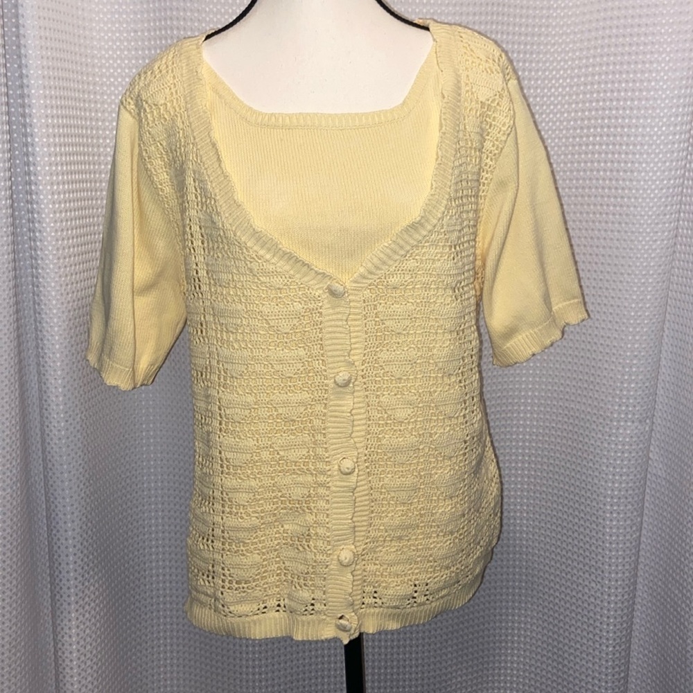 Women Vintage Premiere Collection knitted yellow sweater grandmacore‎ Sz medium